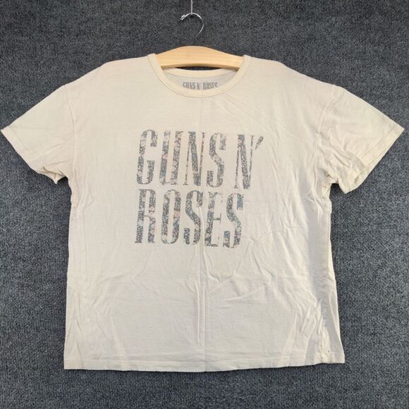 Guns N Roses Men's Spell Out T-Shirt Cream Large Short Sleeve Crew Neck - Picture 2 of 13